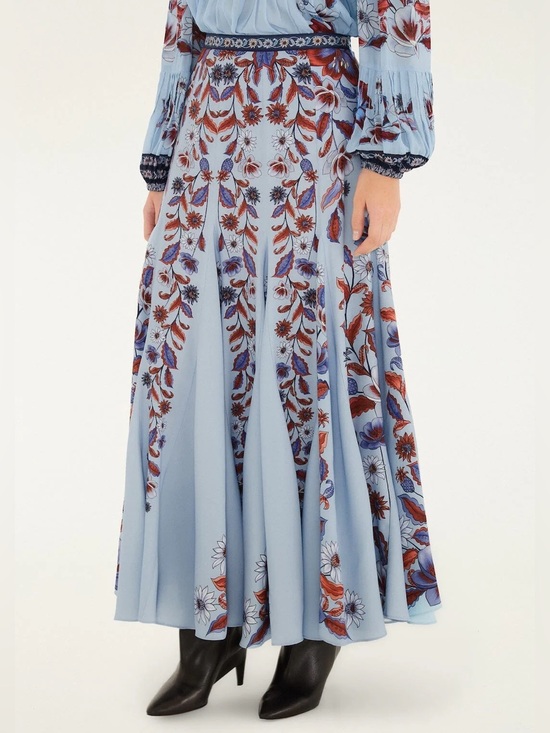 FARM Rio Dresses & Skirts - Farm Rio Soft Blue Marcelle Pleated Maxi Skirt M